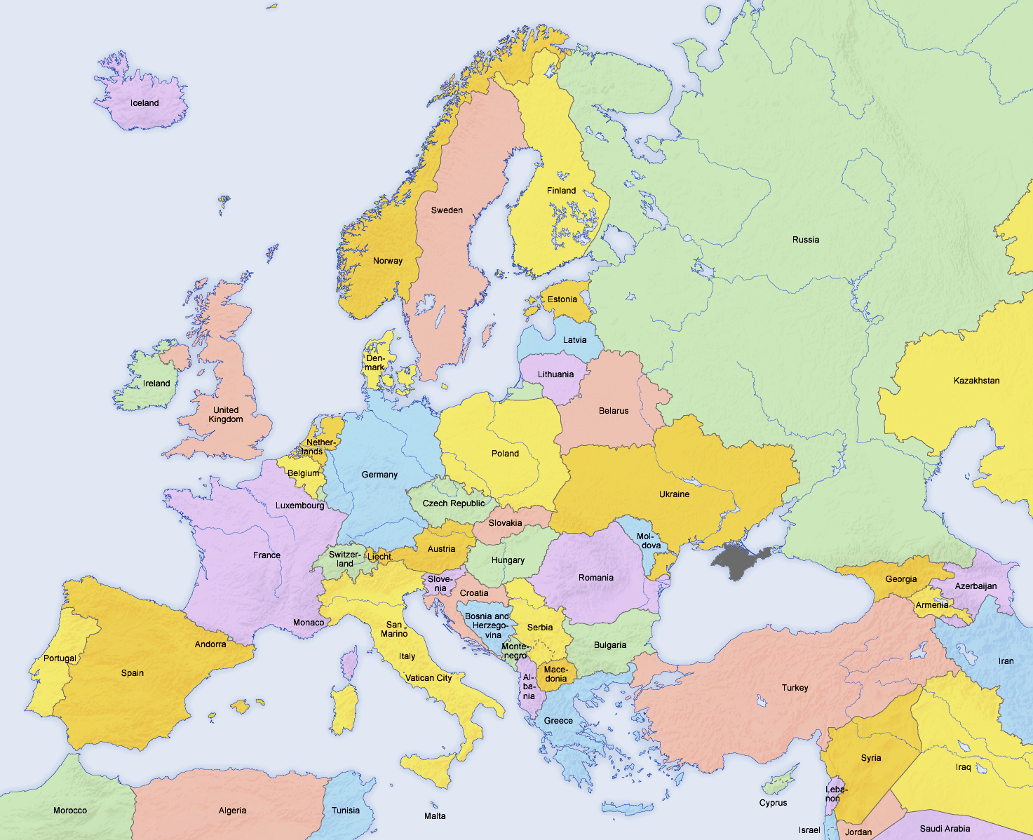 Mapa de países de Europa